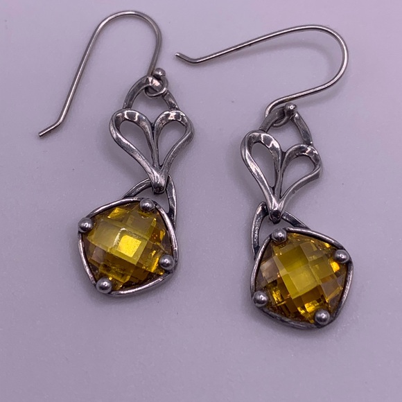 Silpada RARE Sterling Faceted Citrine Heart Dangle French Wire Earrings - Picture 5 of 11